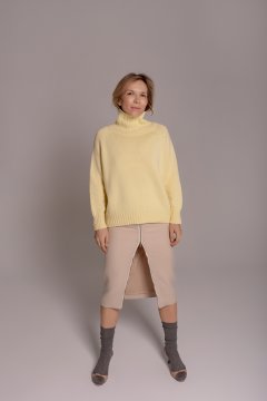 Женский свитер из кашемира  жёлтый р.48-50 (onesize)