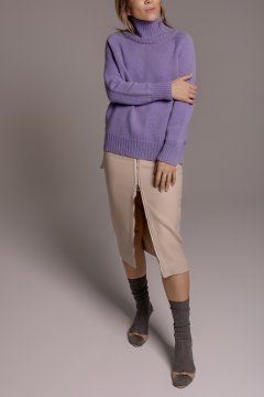 Женский свитер с кашемиром фиолетовый (лавандовый), 46