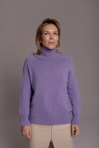 Женский свитер с кашемиром фиолетовый (лавандовый)