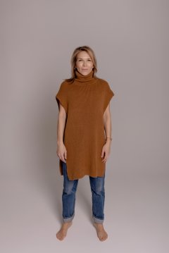 Кашемировый свитер - манишка коричневый ( оверсайз )