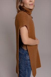 Кашемировый свитер - манишка коричневый ( оверсайз )