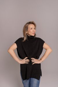 Кашемировый свитер - манишка чёрный ( оверсайз )
